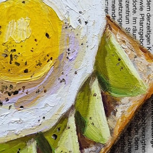 Avocado Breakfast Painting on Newspaper Original Art, Avocado Painting, Avocado Art, Bread Painting, Breakfast Painting, Avocado Gift image 5