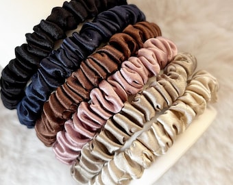 100% Mulberry Silk Skinny Scrunchies, 1cm Width Gentle Silk Hair Ties, No Tugging No Kinks