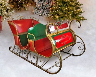 9ft Long Massive Life Sized Classic Metal Christmas Sleigh 9ft Long Massive Life Sized Classic Metal Christmas Sleigh