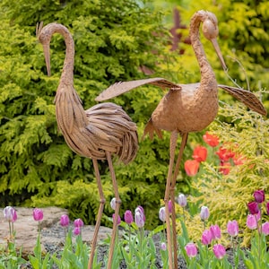 Set of 2 Large Rustic Dancing Herons