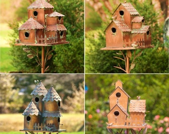 Country Style Iron Birdhouse Stakes- Multiple Options!