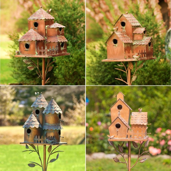 Country Style Iron Birdhouse Stakes- Multiple Options!