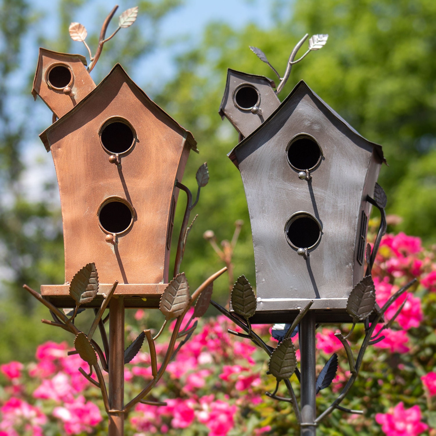 Large DoubleHole Birdhouse Stake 2 Colors Available Etsy