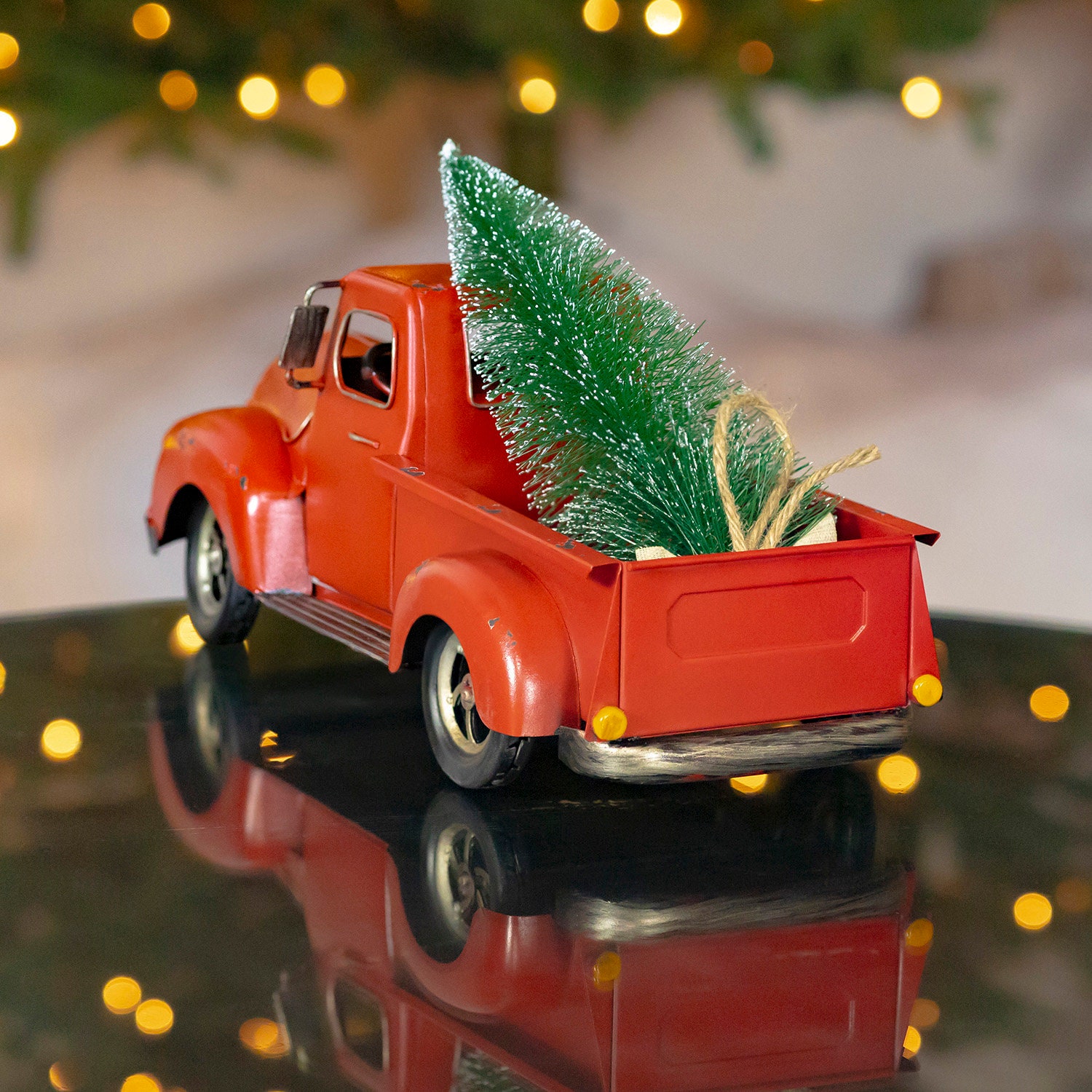 15 Inch Distressed Red Pickup Truck With Tree - Etsy