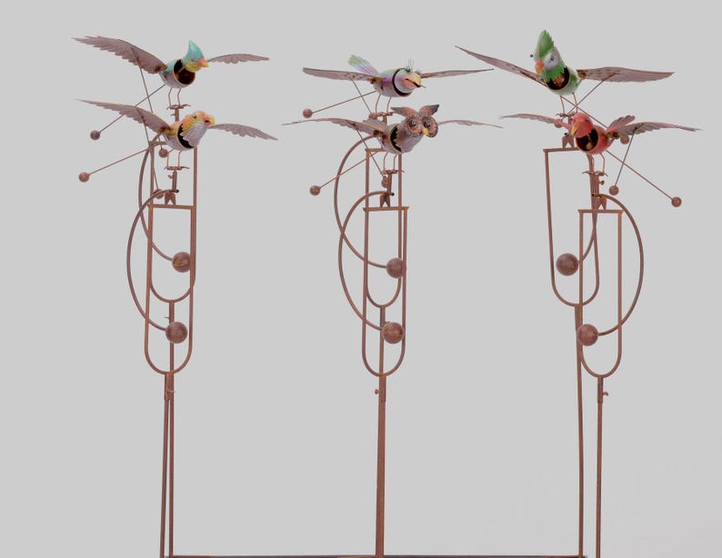 6 Assorted Colorful Metal Rocking Bird Garden Stakes - Etsy