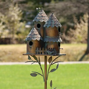 Country Style Iron Birdhouse Stakes Multiple Options Pipersville