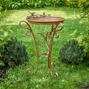 Shallow Birdfeeder/Birdbath with Three Leg Stand- 2 Color Options