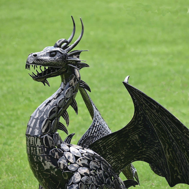 4.5 Foot Tall Large Iron Dragon Statue 2 Styles Etsy