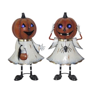 20.5" Tall Jack-O-Lantern Ghost Halloween Figurines with LED Lights