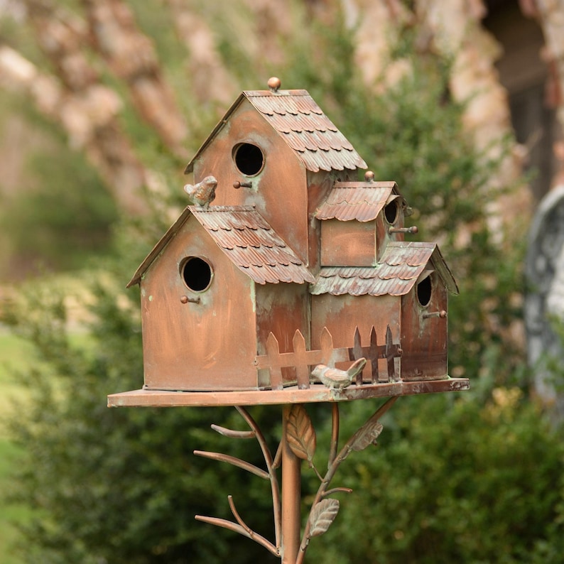 Country Style Iron Birdhouse Stakes Multiple Options Doylestown