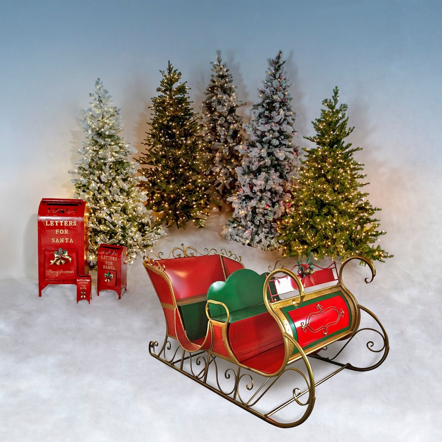 9ft Long Massive Life Sized Classic Metal Christmas Sleigh 9ft Long Massive Life Sized Classic Metal Christmas Sleigh