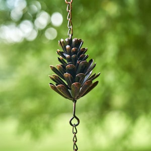 70&quot; Long Antique Bronze Hanging Pinecone Rain Chain