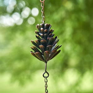 70" Long Antique Bronze Hanging Pinecone Rain Chain