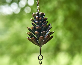 70" Long Antique Bronze Hanging Pinecone Rain Chain