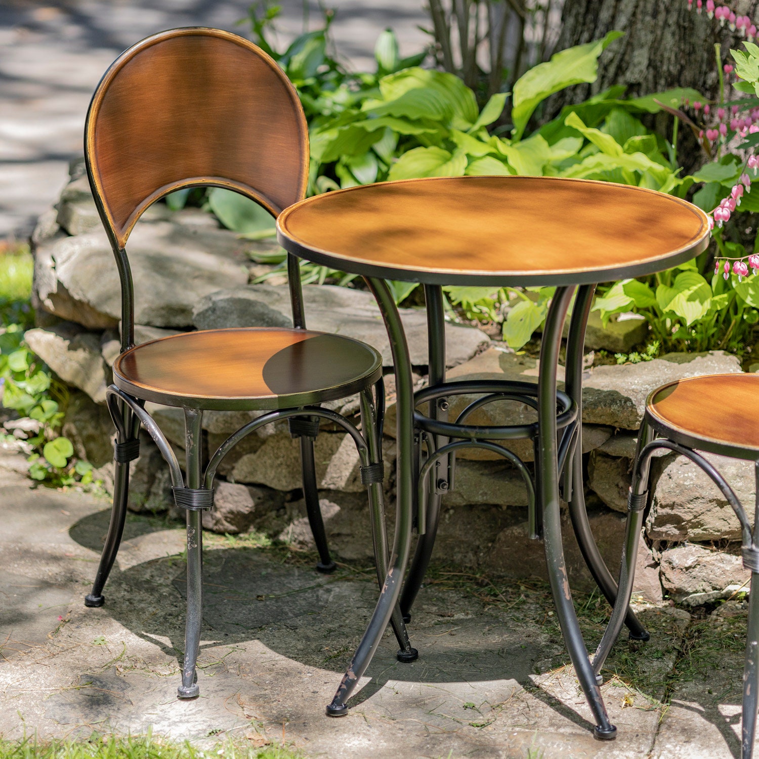 Three Piece Round Top Iron Bistro Set 