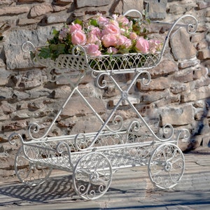 Two Tier Iron Flower Push Cart Odesa 1794" in Assorted Colors