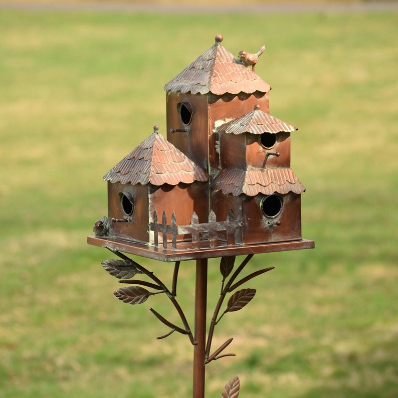 Country Style Iron Birdhouse Stakes Multiple Options Plumsteadville