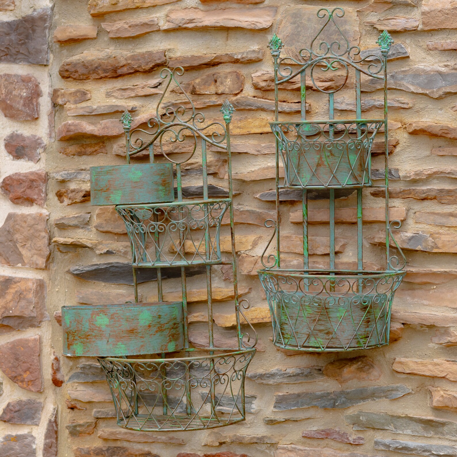 Set of 2 Dual Wall Planters With Removable Baskets "london 1820" in ...