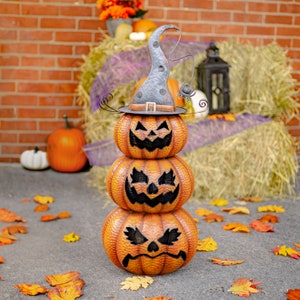 Jack-O-Lantern Iron Totem Pole Halloween Decoration