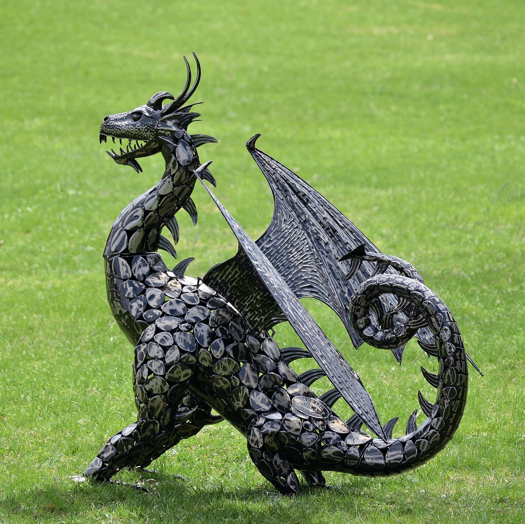 4.5 Foot Tall Large Iron Dragon Statue 2 Styles Etsy