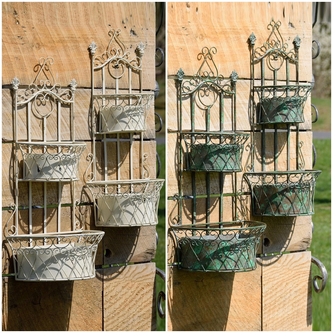 Set of 2 Dual Wall Planters With Removable Baskets "london 1820" in ...