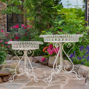 Stephania - Round Plant Stands with Decorative Baskets - Set of 2 - Color Options