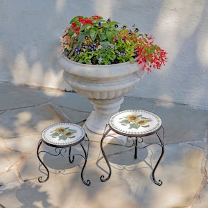Set of 2 Round Iron Mosaic Plant Stands &quot;Marisol&quot;