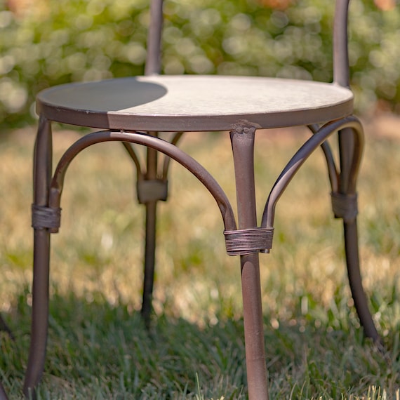 Three Piece Round Top Iron Bistro Set 