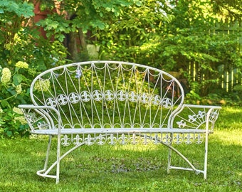 Iron Garden Bench with Curved Back- 3 Colors Available
