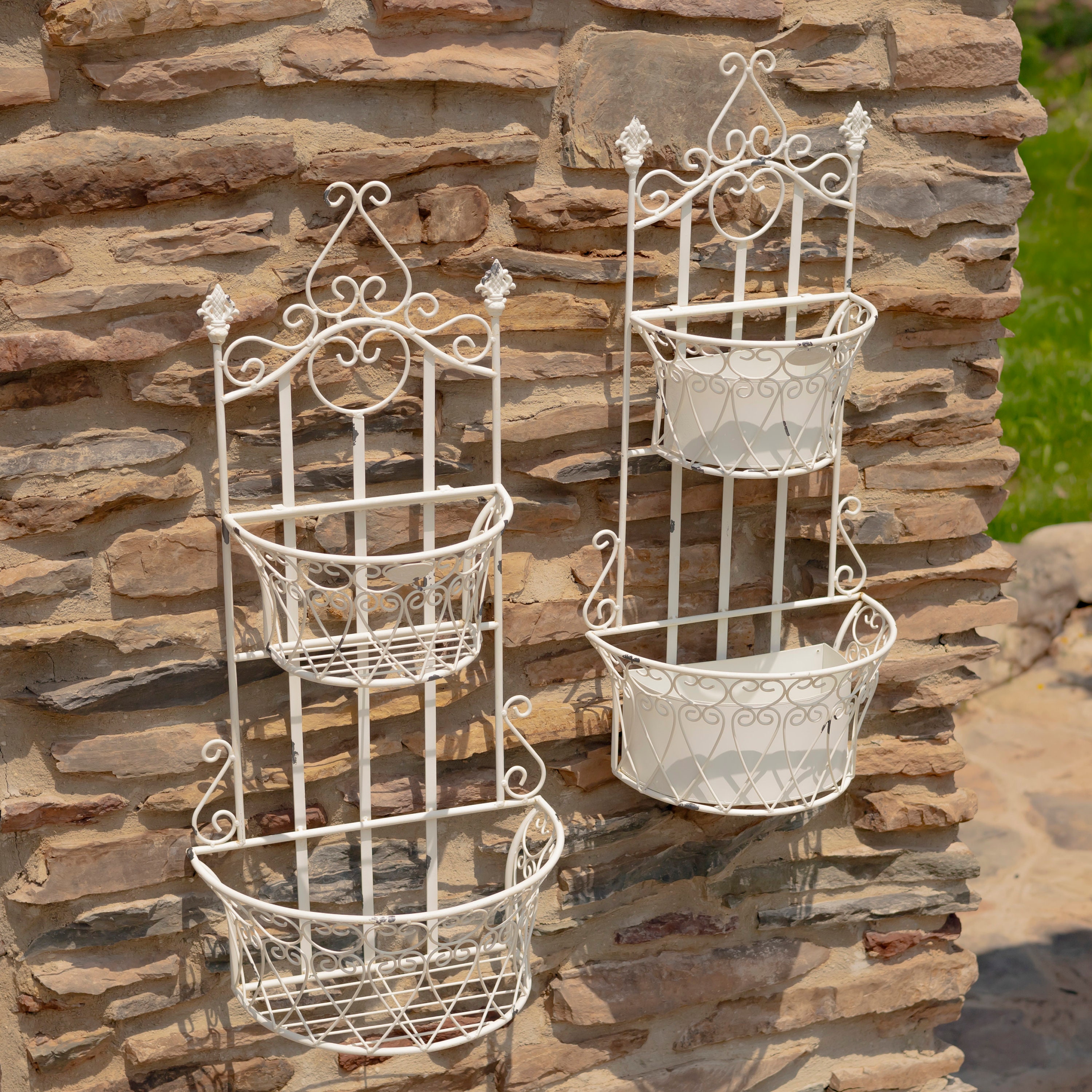 Set of 2 Dual Wall Planters With Removable Baskets "london 1820" in ...