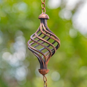 76" Long Antique Bronze Rain Chain with Abstract Swirls