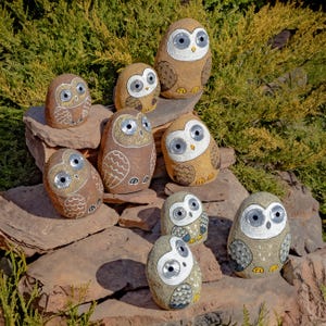 Juego de 3 búhos solares con ojos iluminados en colores surtidos