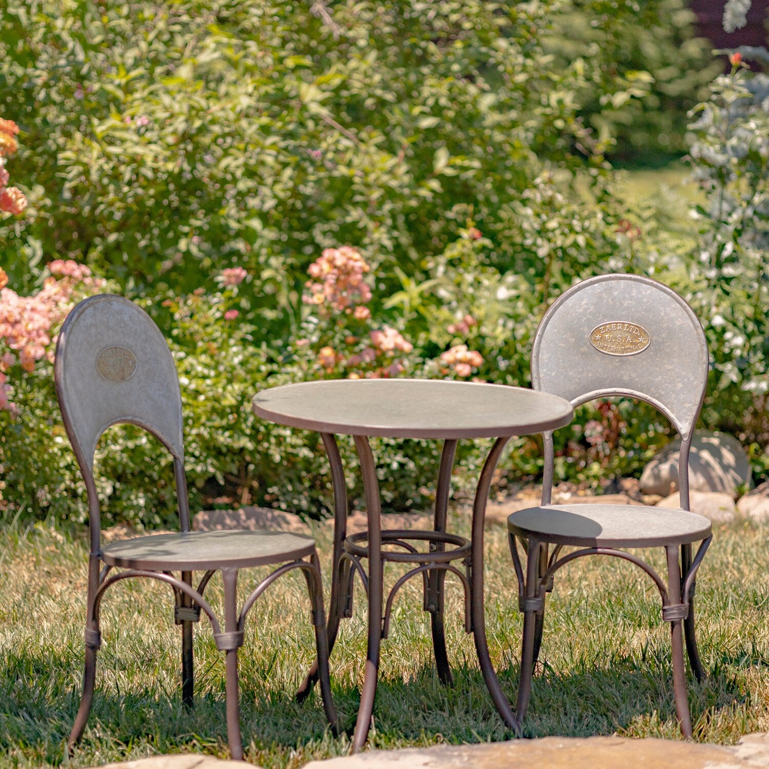 Three Piece Round Top Iron Bistro Set 