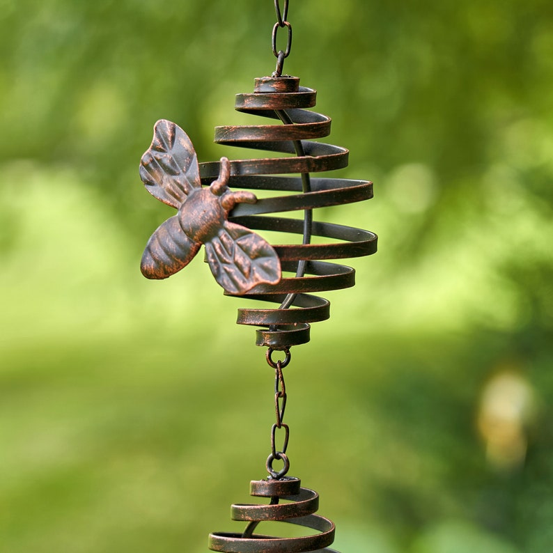 76 Long Antique Bronze Hanging Honeybee Rain Chain image 2