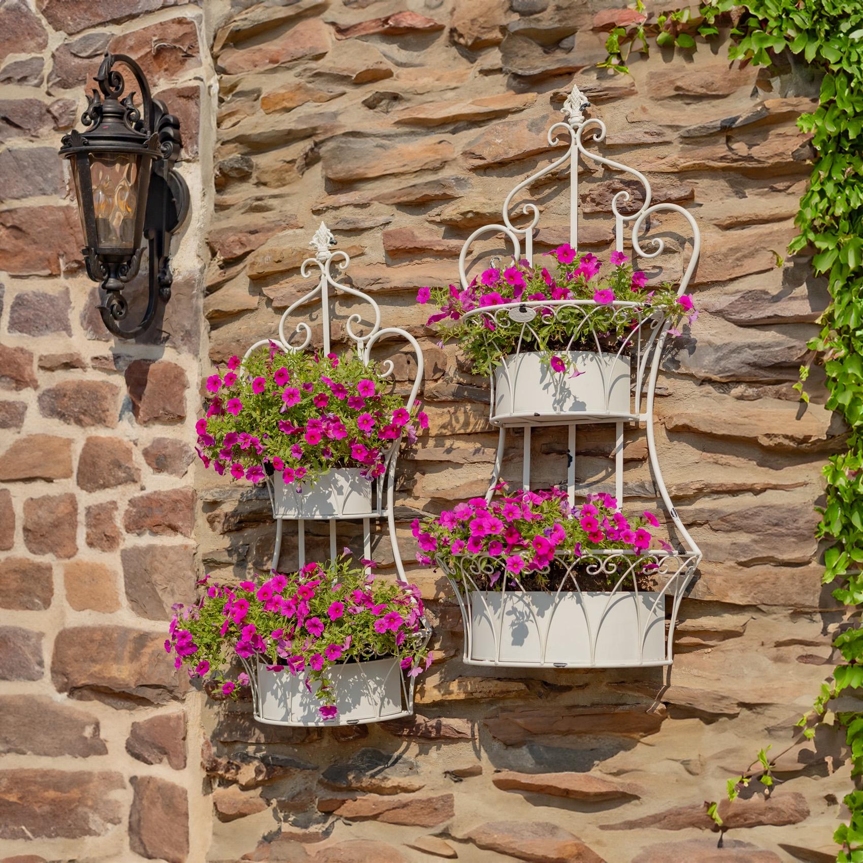 Juego de 2 maceteros de hierro dobles para colgar en la pared \, image size:1700x1700