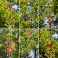 SET of 6 Assorted Geometric Suncatcher Wind Chimes "Greenwich Wind Chimes"
