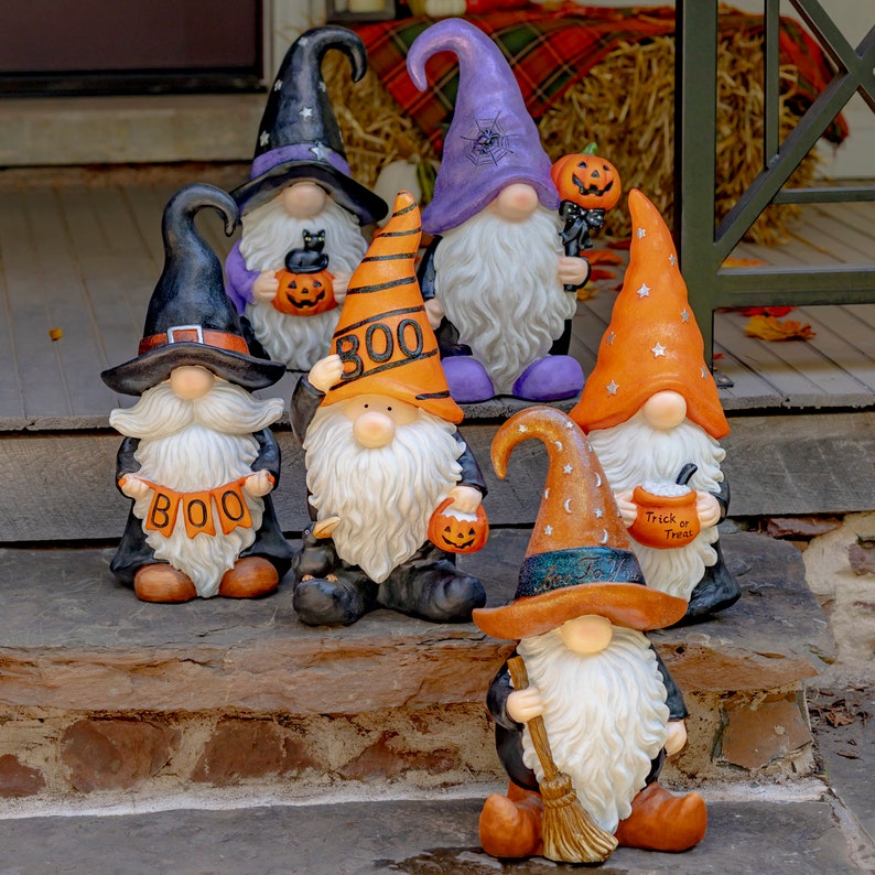 6 Assorted Style Halloween Garden Gnomes Purchase Separately