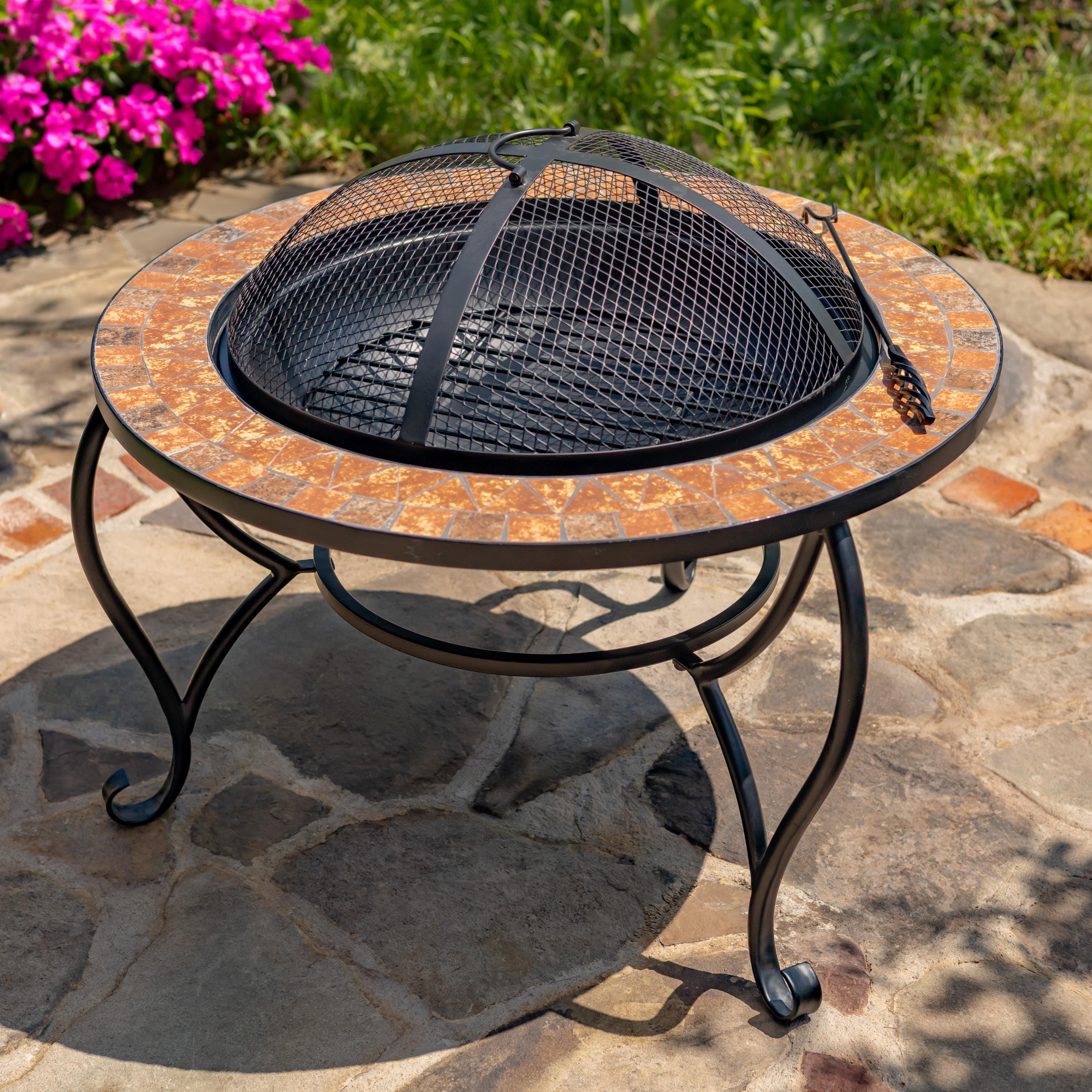 Round Mosaic Tile Metal Fire Pit "shenandoah" - Etsy