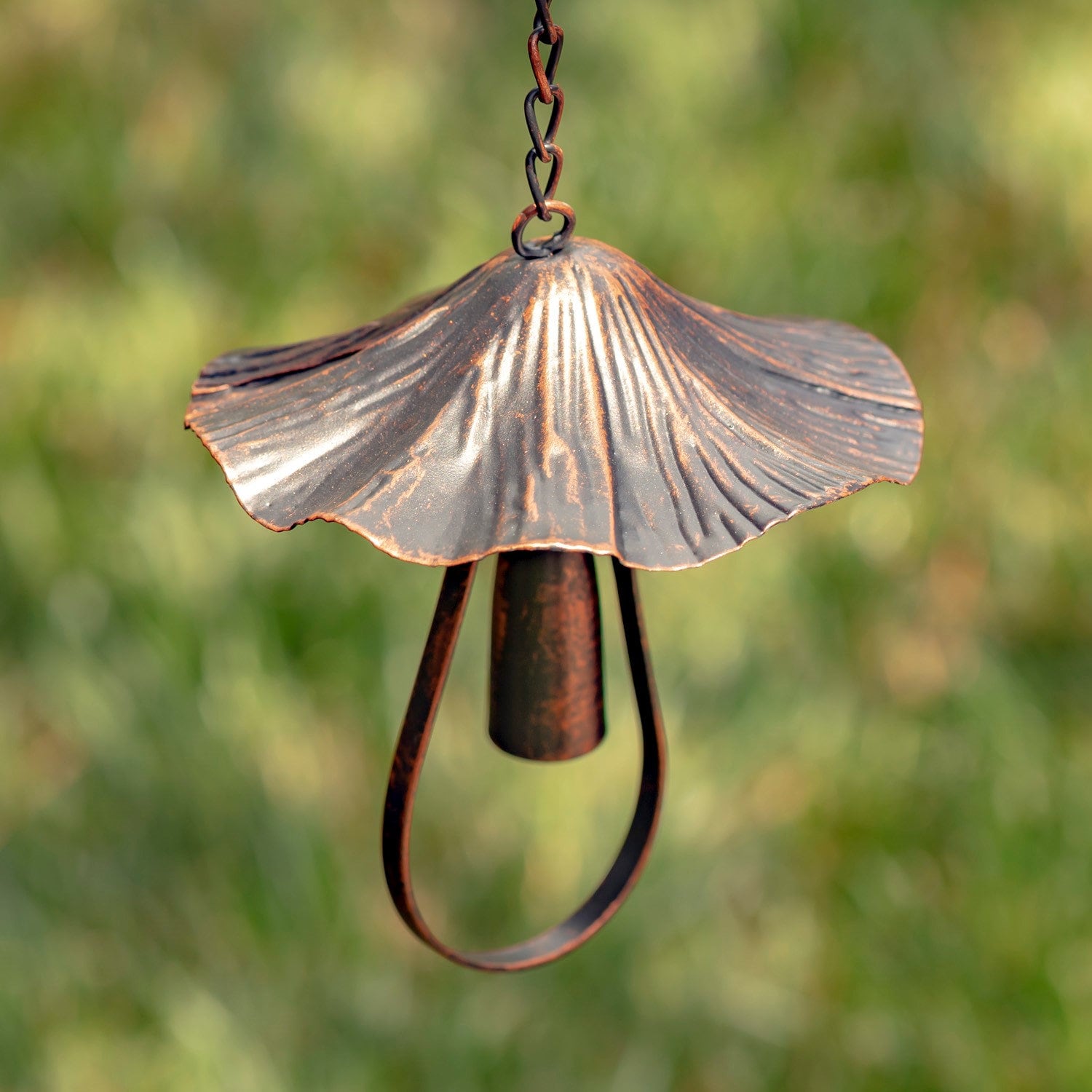 6 Feet Long Antique Bronze Rain Chain with Mushrooms