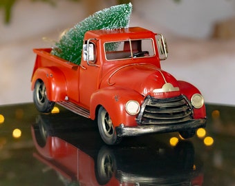 15 Inch Distressed Red Pickup Truck With Tree - Etsy