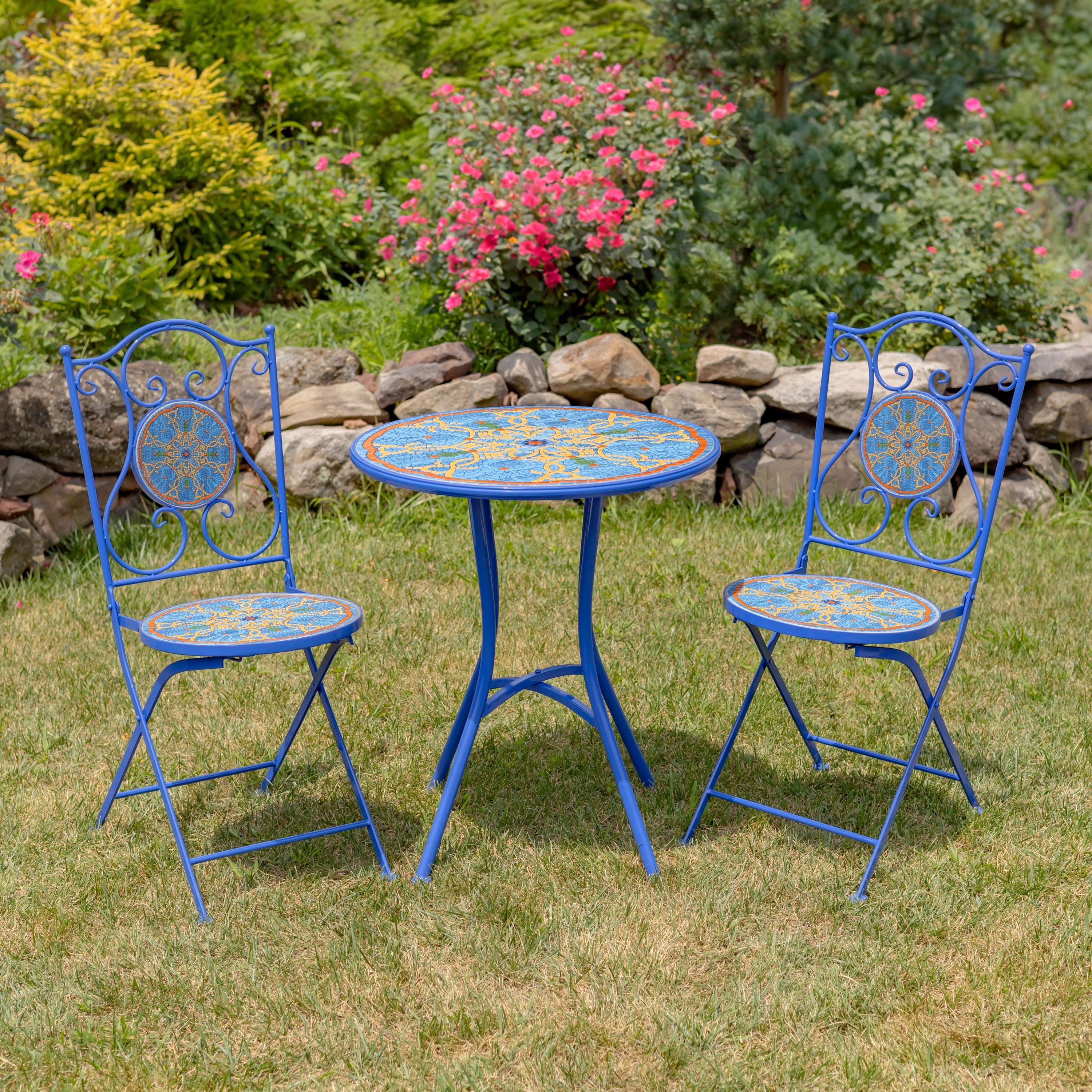 Mosaic Bistro Set - Teal & Gold 