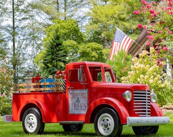 Large red sales metal truck