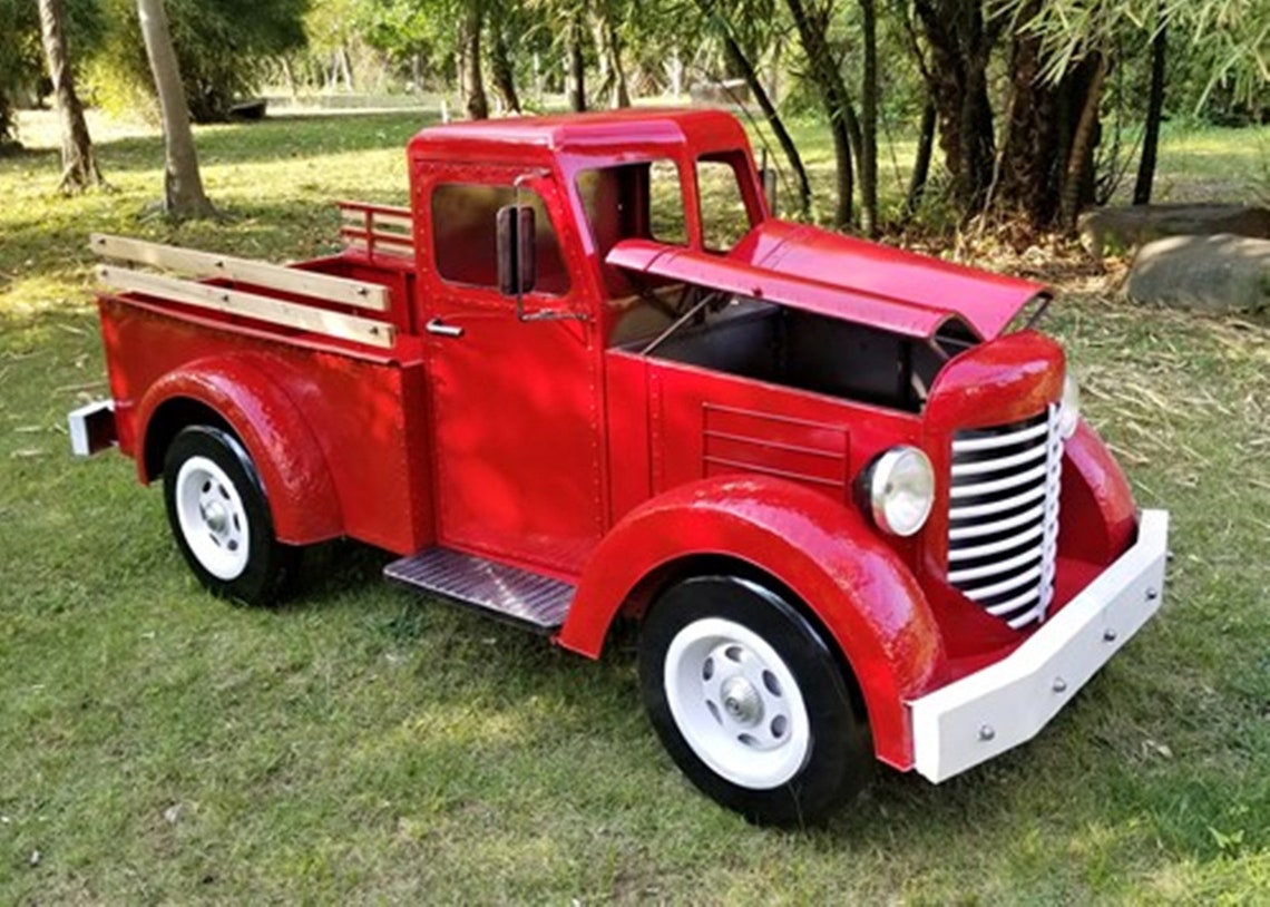 Large Iron Red Truck With LED Lights and Sign Etsy