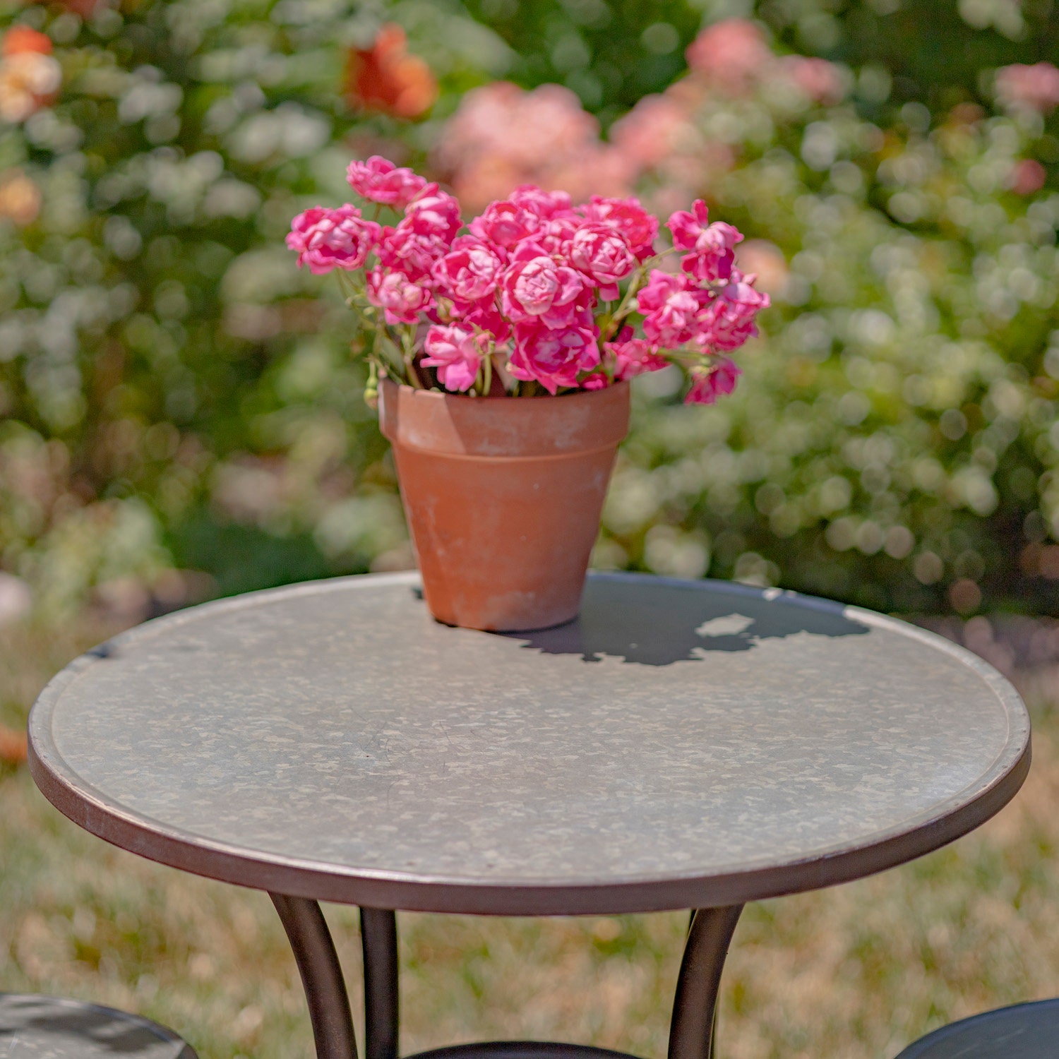 Three Piece Round Top Iron Bistro Set 