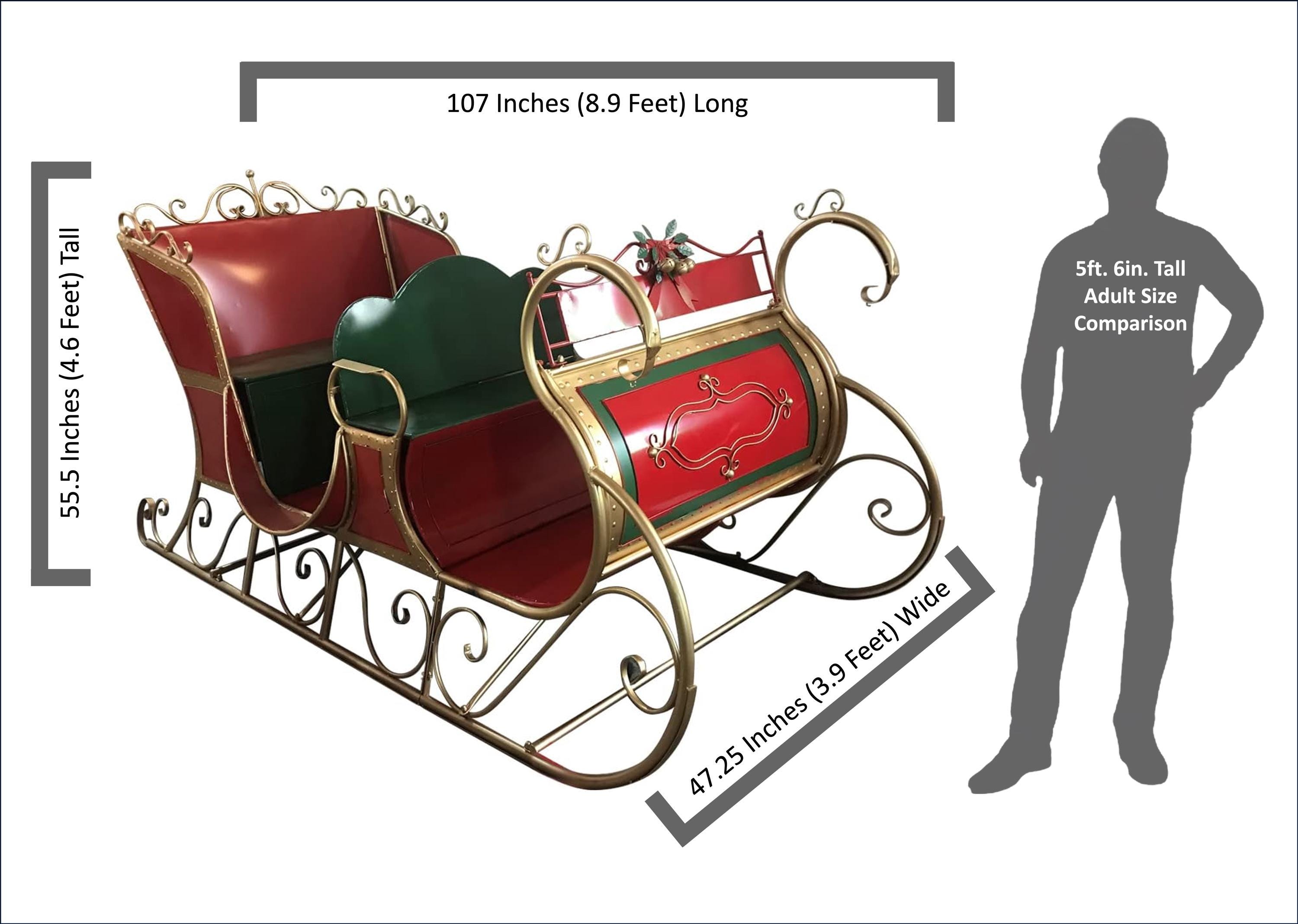 9ft Long Massive Life Sized Classic Metal Christmas Sleigh 9ft Long Massive Life Sized Classic Metal Christmas Sleigh