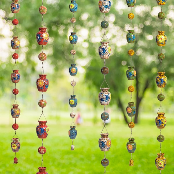 6 Assorted 77.5" Long Hand Painted Multicolor Porcelain Vase Rain Chains