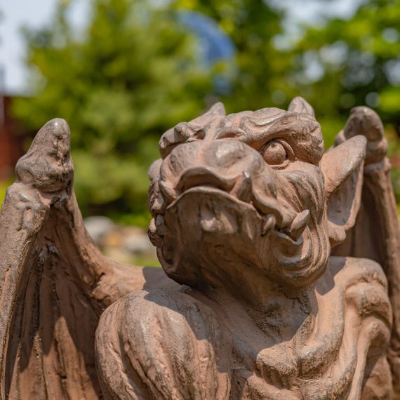 Set of 2 Magnesium Gargoyle Statues 