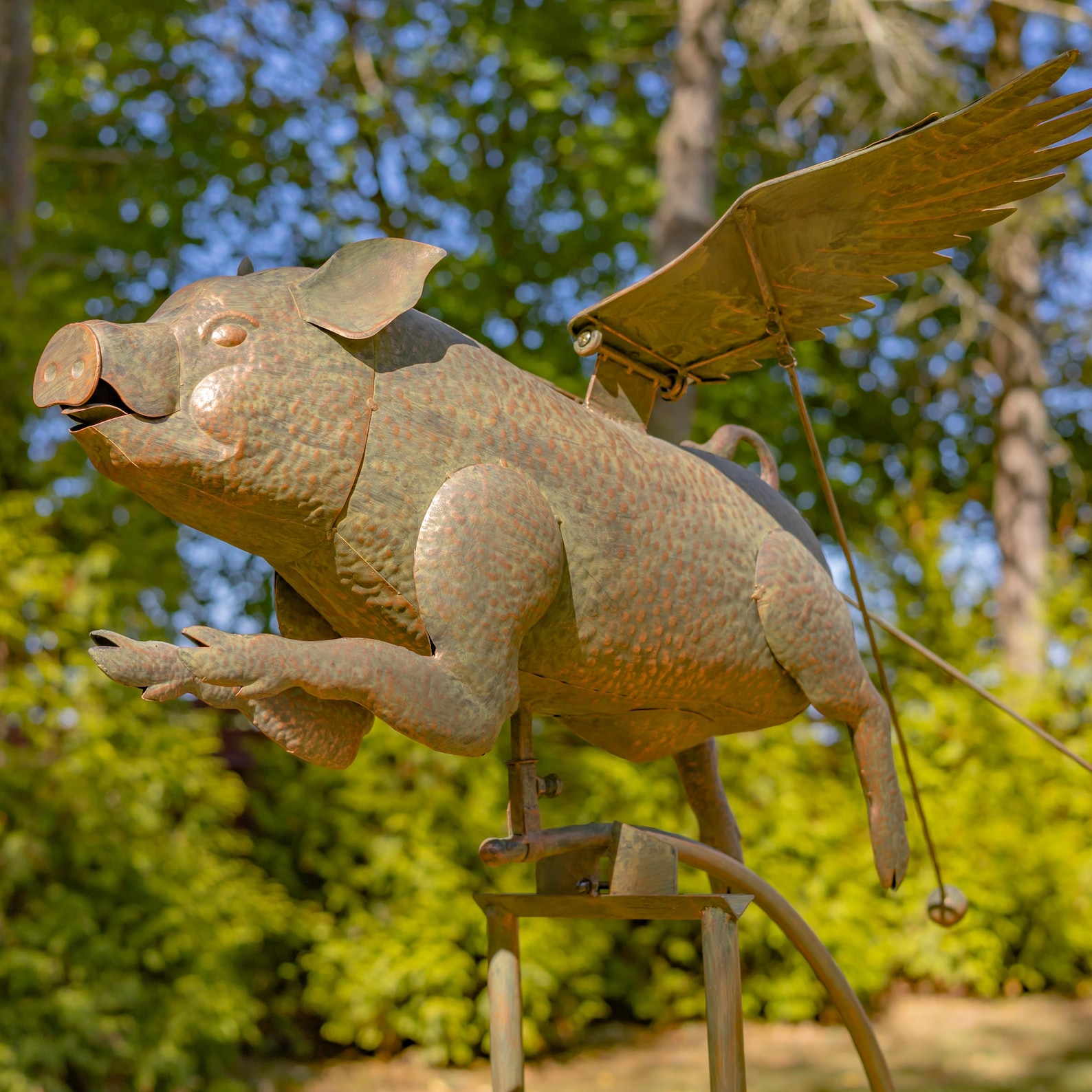 6.5ft. Tall Flying Pig Iron Rocking Stake 