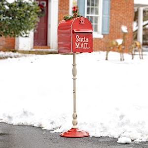 Standing &quot;Santa&#39;s Mail&quot; Christmas Mailbox- Red or White