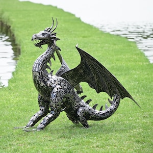 4.5 Foot Tall Large Iron Dragon Statue- 2 Styles